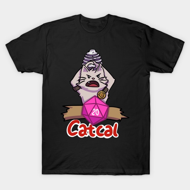 Barbarian Cat Critical D20 T-Shirt by ggrassi